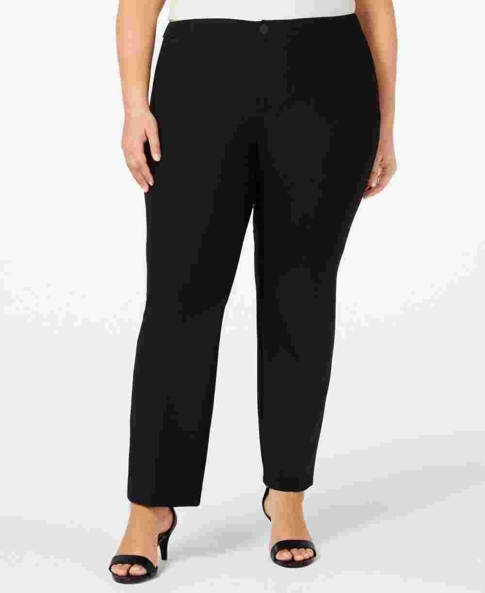 Calça reta plus size feminina Charter Club, preta, tamanho 18W