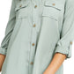 Camisa utilitária feminina Charter Club, verde, tamanho médio