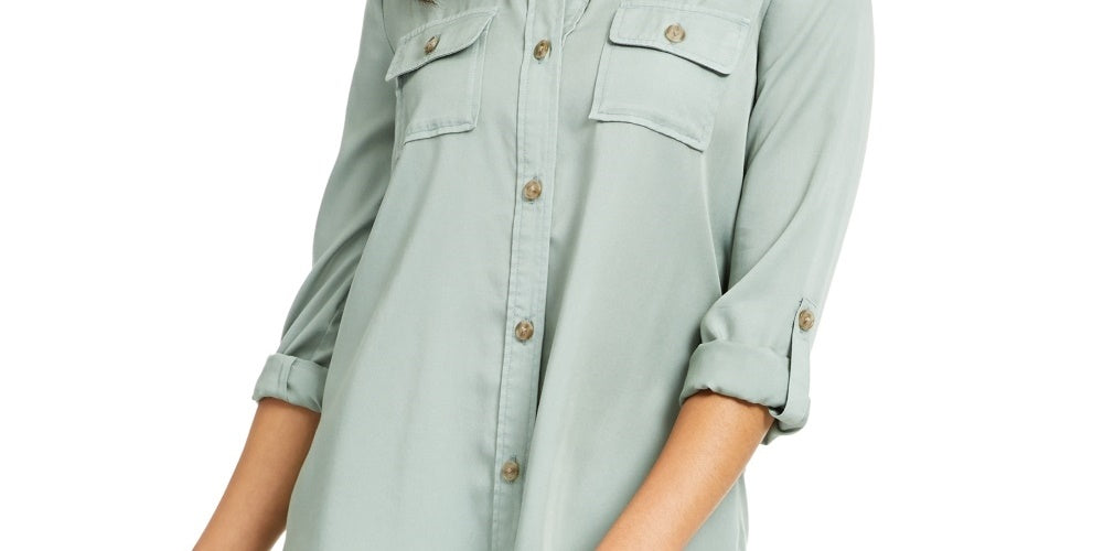 Camisa utilitária feminina Charter Club, verde, tamanho médio