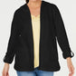Moletom com capuz feminino Karen Scott Sport French Terry com abertura frontal, preto, tamanho médio