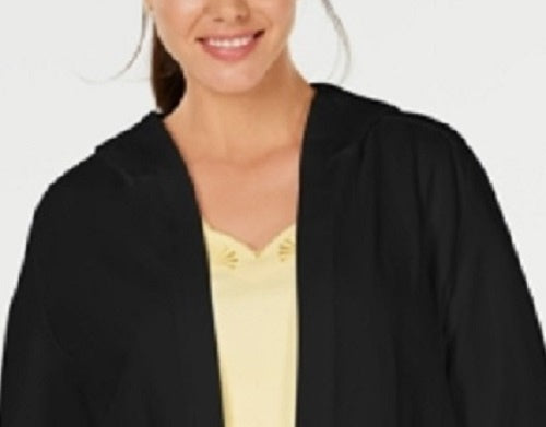 Moletom com capuz feminino Karen Scott Sport French Terry com abertura frontal, preto, tamanho médio