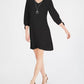 Vestido feminino com mangas amarradas e colar, preto, tamanho médio, da coleção JM