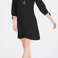 Vestido feminino com mangas amarradas e colar, preto, tamanho médio, da coleção JM