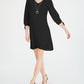 Vestido feminino com mangas amarradas e colar, preto, tamanho XX-G