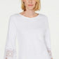 Top feminino Charter Club de algodão com acabamento em renda, branco, tamanho extra grande