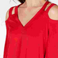 Blusa feminina com recorte e ombro vazado, INC International Concepts, vermelha, tamanho pequeno