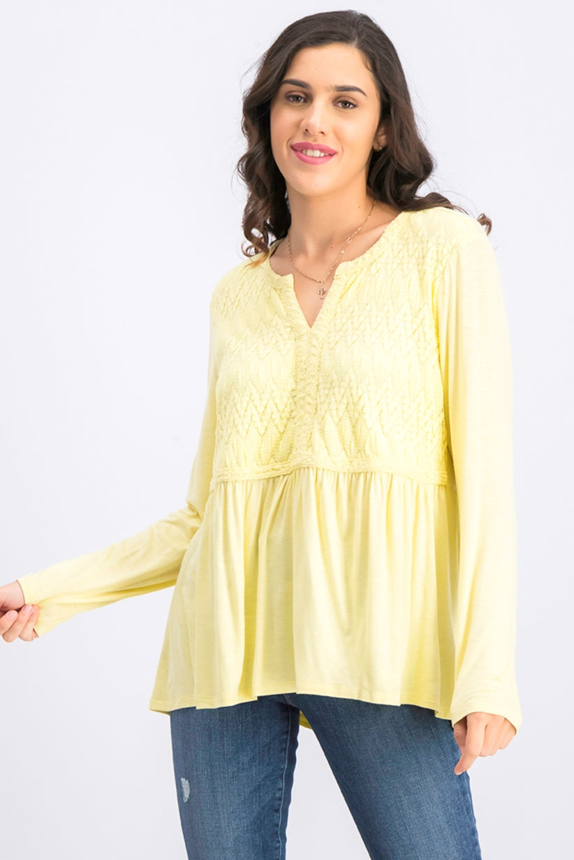 Top drapeado com renda frontal feminino Style &amp; Co, tamanho grande, dourado