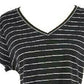 Blusa listrada com decote em V feminina Maison Jules, preta, tamanho grande
