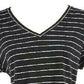 Blusa listrada com decote em V feminina Maison Jules, preta, tamanho XX-G