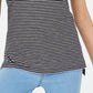 Camiseta feminina listrada Maison Jules com gola redonda, preta, tamanho XS