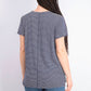 Camiseta feminina listrada Maison Jules com gola redonda, azul-marinho, tamanho XS