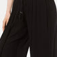 Calça feminina texturizada com amarração na cintura e pernas largas, preta, tamanho grande