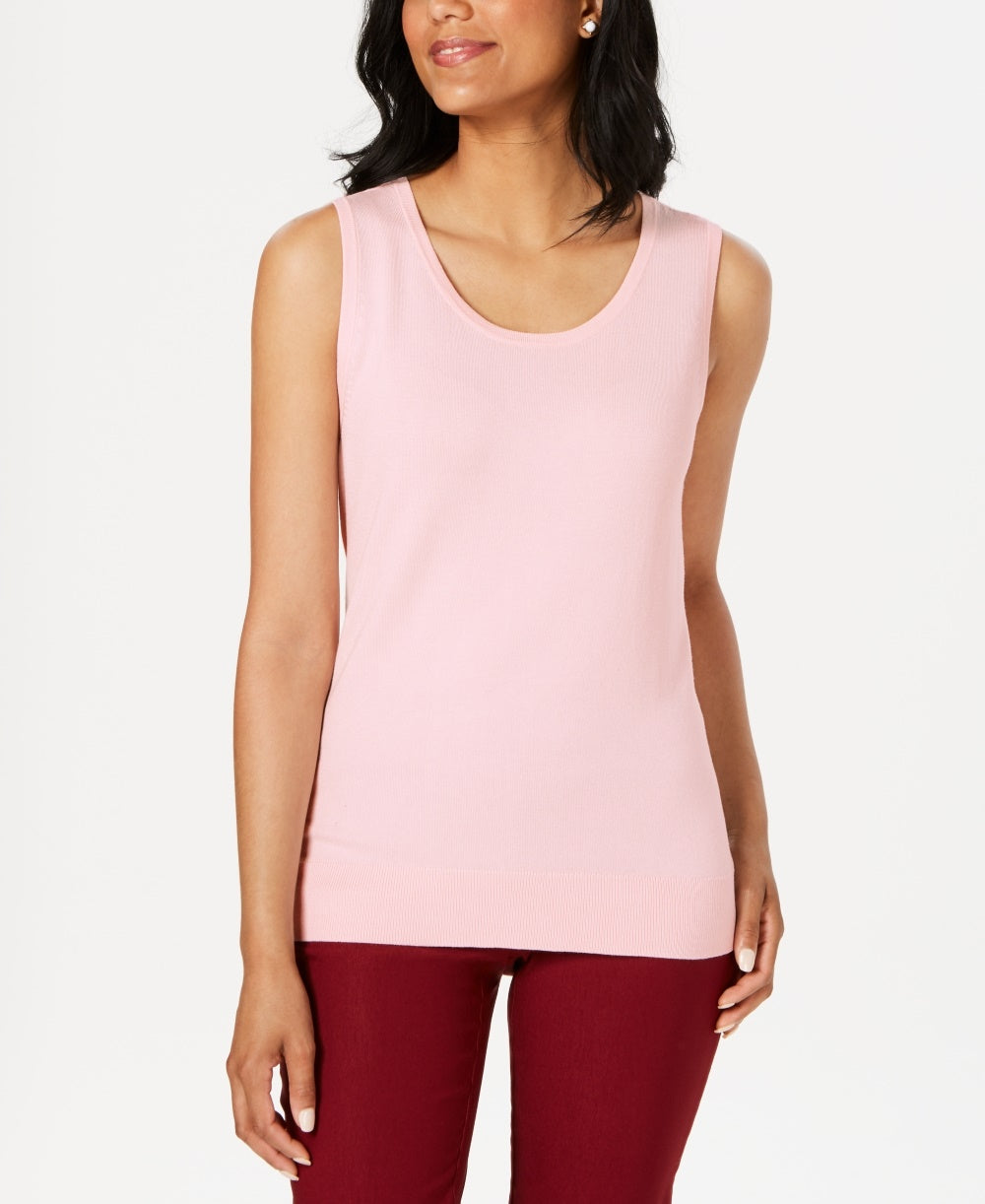 Colete feminino Charter Club com gola redonda e suéter rosa tamanho X-S