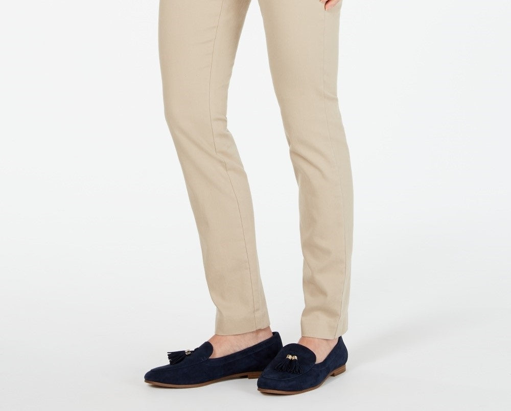 Calça skinny feminina Charter Club Petite Chelsea de sarja elástica bege, tamanho 8 P
