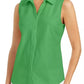 Polo Grass Feminino Botão Down Sem Mangas Verde Tamanho 10