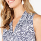 Blusa feminina Charter Club com estampa floral e gola plissada, branca, tamanho pequeno
