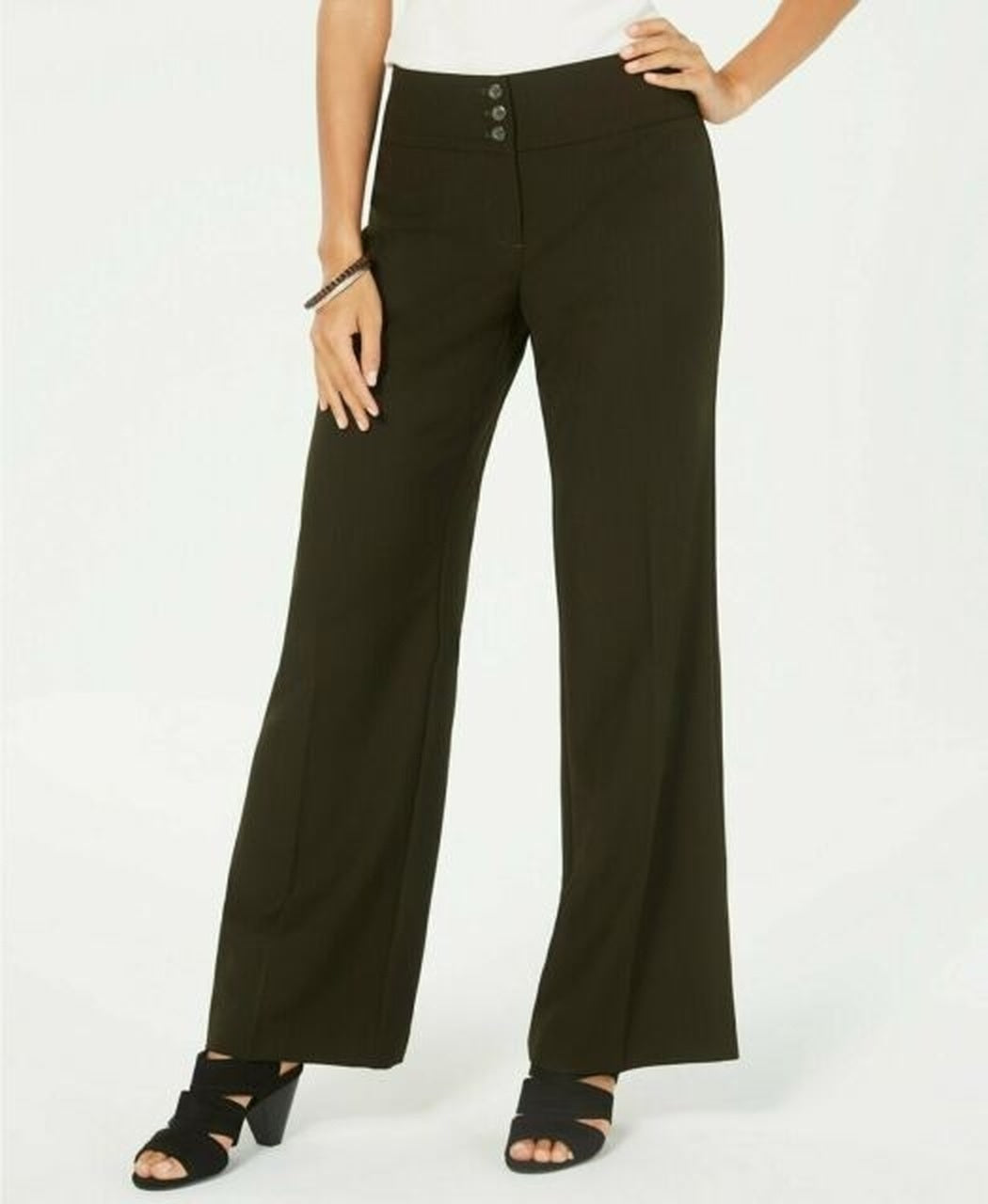 Calça feminina elástica de perna larga estilo &amp; co, verde escuro, tamanho 6 T/G