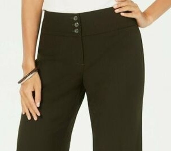 Calça feminina elástica de perna larga estilo &amp; co, verde escuro, tamanho 6 T/G