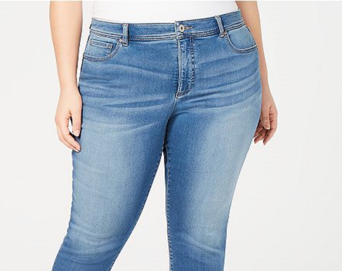 Calça jeans skinny curta Incfinity plus size plus size feminina da INC International Concepts, turquesa/aqua, tamanho 24W