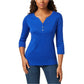 Karen Scott Top Henley de Algodão Feminino Azul Tamanho P