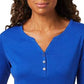 Karen Scott Top Henley de Algodão Feminino Azul Tamanho P