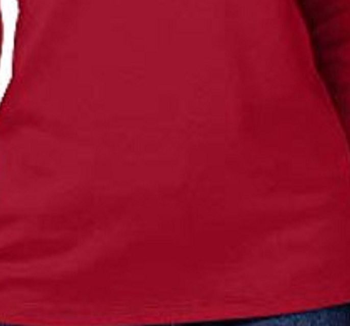 Karen Scott Top Henley de Algodão Feminino Vermelho Tamanho Médio