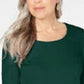 Blusa feminina Karen Scott de algodão com manga 3/4, verde, tamanho extragrande