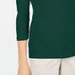 Blusa feminina Karen Scott de algodão com manga 3/4, verde, tamanho extragrande