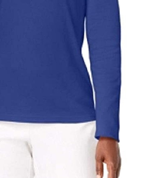 Karen Scott Blusa feminina de algodão com decote redondo, azul, tamanho pequeno e pequeno