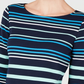 Blusa listrada feminina Charter Club com mangas amarradas, azul, tamanho extragrande
