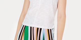 Top de algodão com cordão lateral Bar III, branco, tamanho X-S