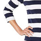 Charter Club Blusa feminina de algodão Pima com botões e listras, azul, tamanho X-G