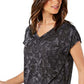 Blusa feminina estampada com cordão Ideology, preta, tamanho grande
