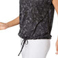 Blusa feminina estampada com cordão Ideology, preta, tamanho grande