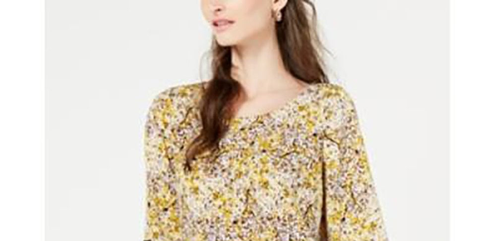 Blusa poncho estampada feminina Alfani amarela tamanho pequeno