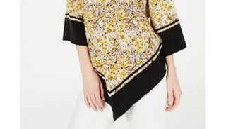 Blusa poncho estampada feminina Alfani amarela tamanho pequeno