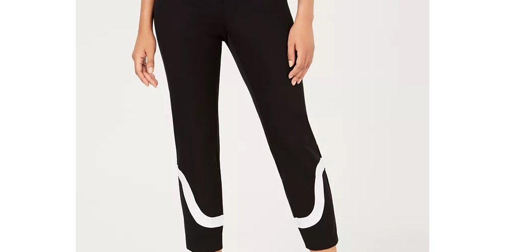 Calça Alfani Feminina Colorblocked Preta Tamanho 8 Petite