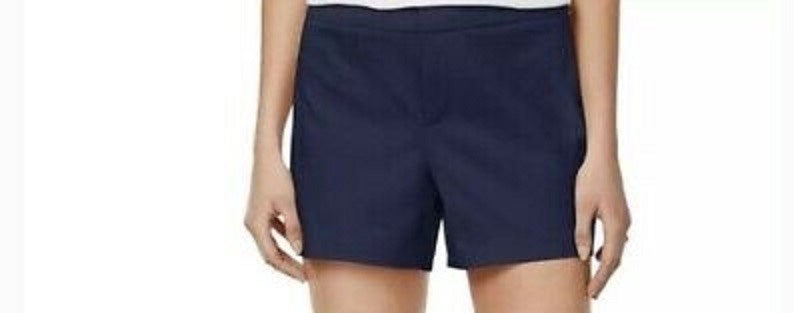 Shorts chino femininos Maison Jules com frente lisa, azul-marinho, tamanho 14
