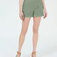 Shorts chino femininos Maison Jules com frente lisa, verde, tamanho 8