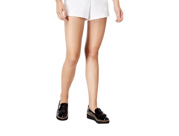 Shorts chino femininos Maison Jules com frente lisa, branco, tamanho 6