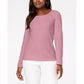 Karen Scott Blusa feminina de algodão com decote redondo, rosa escuro, tamanho XX-G