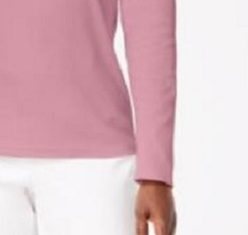 Karen Scott Blusa feminina de algodão com decote redondo, rosa escuro, tamanho XX-G