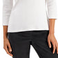 Karen Scott Blusa feminina de algodão com decote redondo, branca, tamanho XX-G