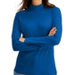 Blusa de gola alta feminina Karen Scott de algodão, azul, tamanho pequeno