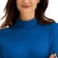 Blusa de gola alta feminina Karen Scott de algodão, azul, tamanho pequeno