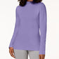 Karen Scott Blusa de gola alta feminina de algodão, roxa, tamanho XX-G