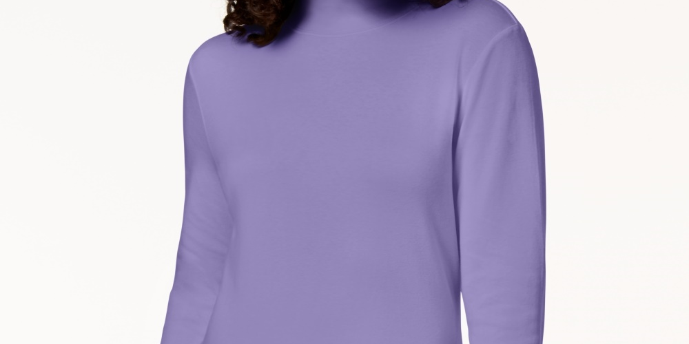 Karen Scott Blusa de gola alta feminina de algodão, roxa, tamanho XX-G