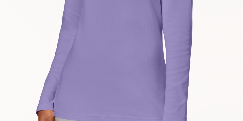 Karen Scott Blusa de gola alta feminina de algodão, roxa, tamanho XX-G