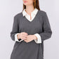 Blusa feminina Karen Scott de algodão com camadas, cor carvão, tamanho X-S