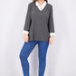 Blusa feminina Karen Scott de algodão com camadas, cor carvão, tamanho X-S